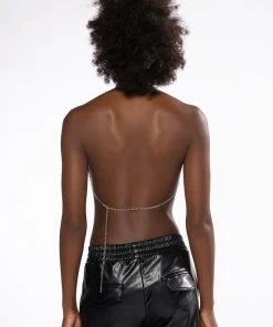 REPORTING FOR DUTY HIGH SHINE CHAINMAIL HALTER TOP -akira shop reporting for duty chainmail halter top green multi 5 5