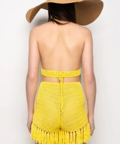 RESORT BARBADOS TIME CROCHET TOP -akira shop resort barbados time crochet top yellow 10 10