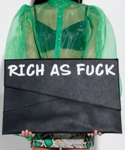 RICH AS FUCK SUPERSIZED CLUTCH -akira shop rich as fck supersized clutch black 1 1
