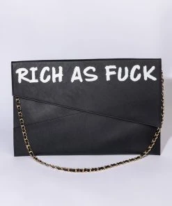 RICH AS FUCK SUPERSIZED CLUTCH -akira shop rich as fuck supersized clutch black 2 2 c1