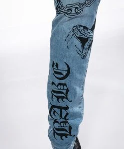 RIGHT CALL PAINTED HIGH RISE SKINNY JEANS -akira shop right call painted high rise skinny jeans medium blue denim 7 7