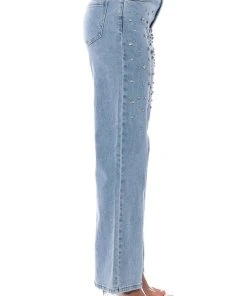 RILEE EMBELLISHED STRAIGHT FIT JEANS -akira shop rilee embellished straight fit jeans medium blue denim 5 5