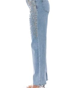 RILEE EMBELLISHED STRAIGHT FIT JEANS -akira shop rilee embellished straight fit jeans medium blue denim 6 6