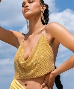 RIRI COWL NECK RHINESTONE BRALETTE