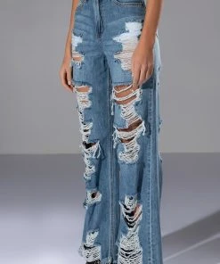 ROCK N' ROLL DESTROYED RELAXED JEANS -akira shop rock n roll destroyed relaxed jeans light blue denim 2 2