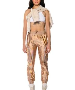 ROCKSTAR METALLIC ZIPPER DETAIL JOGGER -akira shop rockstar metallic jogger pink 3 3