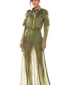 SAGE WIDE LEG TROUSER -akira shop sage wide leg trouser green 3 3