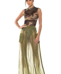 SAGE WIDE LEG TROUSER -akira shop sage wide leg trouser green 5 5