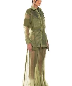 SAGE WIDE LEG TROUSER -akira shop sage wide leg trouser green 7 7