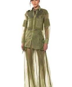 SAGE WIDE LEG TROUSER -akira shop sage wide leg trouser green 8 8