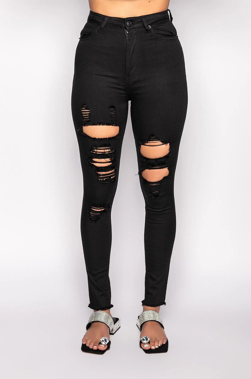 SANDY HIGH WAISTED DESTROYED FRAYED SKINNY JEAN 5 SANDY HIGH WAISTED DESTROYED FRAYED SKINNY JEAN - Image 3