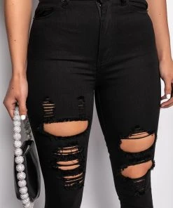 SANDY HIGH WAISTED DESTROYED FRAYED SKINNY JEAN 14 SANDY HIGH WAISTED DESTROYED FRAYED SKINNY JEAN -akira shop sandy high waisted destroyed frayed skinny jean black 6 6