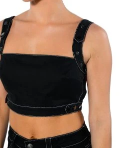 SECRET ADMIRER DENIM CROP TOP -akira shop secret admirer denim crop top black 11 11