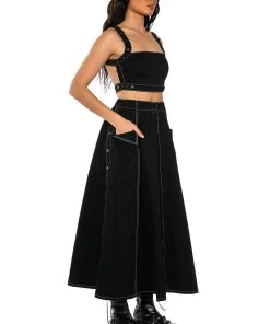 SECRET ADMIRER DENIM CROP TOP -akira shop secret admirer denim crop top black 4 4 c1