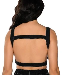 SECRET ADMIRER DENIM CROP TOP -akira shop secret admirer denim crop top black 6 6 c1