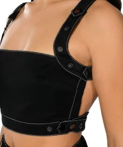 SECRET ADMIRER DENIM CROP TOP -akira shop secret admirer denim crop top black 7 7 c1