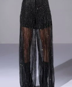 SELENA MESH WIDE LEG PANTS -akira shop selena mesh wide leg pants black grey 3 3