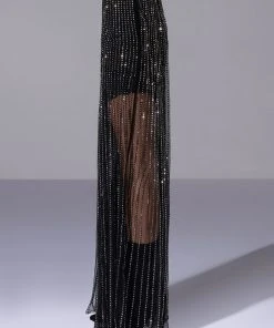 SELENA MESH WIDE LEG PANTS -akira shop selena mesh wide leg pants black grey 4 4