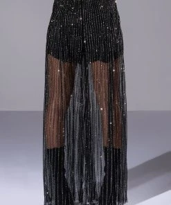 SELENA MESH WIDE LEG PANTS -akira shop selena mesh wide leg pants black grey 5 5