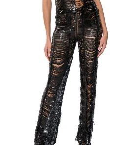 SENORITA EMBELLISHED STRAIGHT LEG PANT IN BLACK