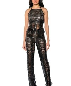 SENORITA EMBELLISHED STRAIGHT LEG PANT IN BLACK -akira shop senorita embellished straight leg pant black 3 3