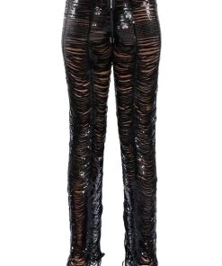 SENORITA EMBELLISHED STRAIGHT LEG PANT IN BLACK -akira shop senorita embellished straight leg pant black 7 7 c1