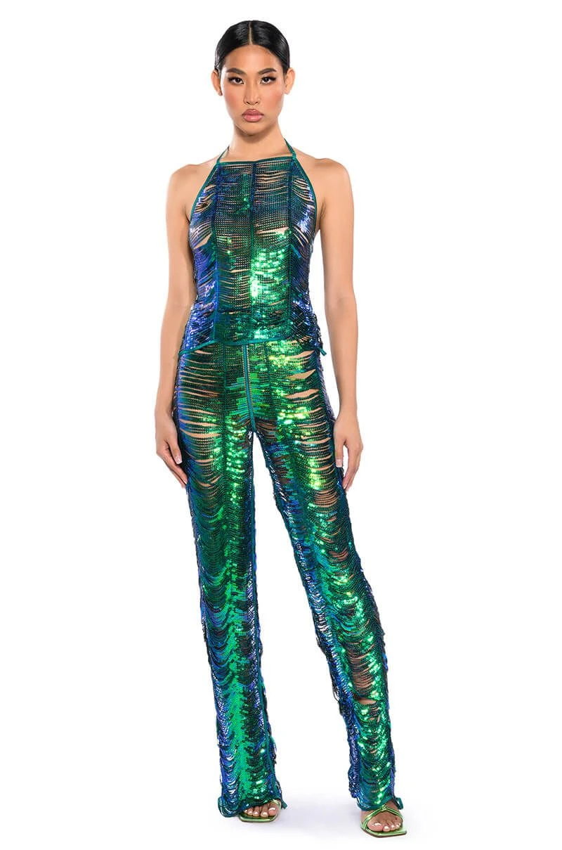 SENORITA EMBELLISHED STRAIGHT LEG PANT IN GREEN 5 SENORITA EMBELLISHED STRAIGHT LEG PANT IN GREEN - Image 3