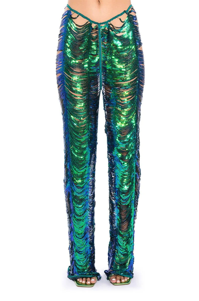 SENORITA EMBELLISHED STRAIGHT LEG PANT IN GREEN 7 SENORITA EMBELLISHED STRAIGHT LEG PANT IN GREEN - Image 5