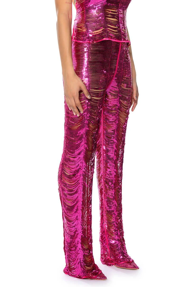 SENORITA EMBELLISHED STRAIGHT LEG PANT IN PINK 4 SENORITA EMBELLISHED STRAIGHT LEG PANT IN PINK - Image 2