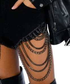 SEXY CHAIN DENIM SHORTS -akira shop sexy chain denim shorts in black black 10 10