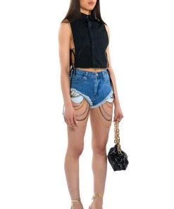 SEXY CHAIN DENIM SHORTS -akira shop sexy chain denim shorts medium blue denim 4 4 c1 c1 c1