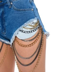 SEXY CHAIN DENIM SHORTS -akira shop sexy chain denim shorts medium blue denim 8 8 c1
