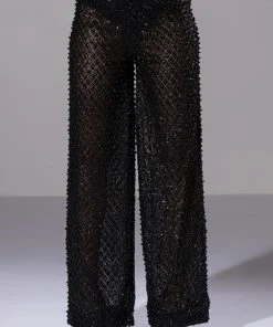 SEXY VILLAIN SHEER WIDE LEG GLITTER DETAIL PANTS -akira shop sexy villain sheer wide leg glitter detail pants black 4 4