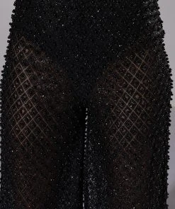 SEXY VILLAIN SHEER WIDE LEG GLITTER DETAIL PANTS -akira shop sexy villain sheer wide leg glitter detail pants black 7 7