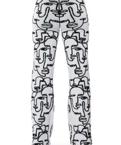 SHE'S GIVING ART REVERSIBLE WIDE LEG KNIT PANT -akira shop shes giving art wide leg knit pant white multi 7 7