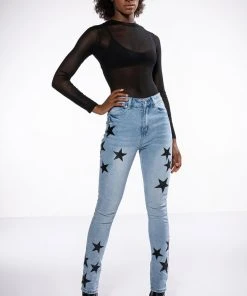 SHINING STAR PATCH DETAIL HIGH RISE SKINNY JEAN -akira shop shining star patch detail high rise skinny jean light blue 3 3 c1 c1 c1 c1 c1