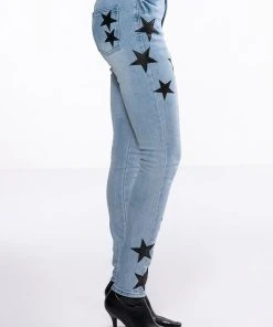 SHINING STAR PATCH DETAIL HIGH RISE SKINNY JEAN -akira shop shining star patch detail high rise skinny jean light blue 6 6 c1 c1 c1 c1 c1