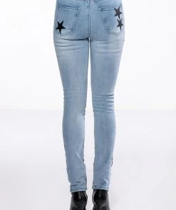 SHINING STAR PATCH DETAIL HIGH RISE SKINNY JEAN -akira shop shining star patch detail high rise skinny jean light blue 8 8 c1 c1 c1 c1 c1