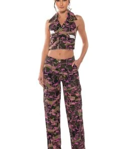 SILHOUETTE PRINT CAMO CARGO PANT -akira shop silhouette print camo cargo pant camo 3 3