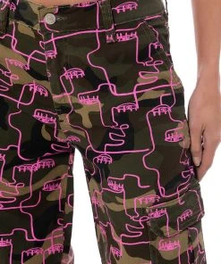 SILHOUETTE PRINT CAMO CARGO PANT -akira shop silhouette print camo cargo pant camo 7 7