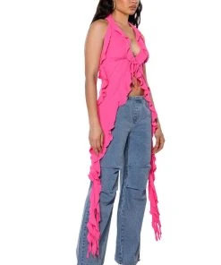 SKATER GIRL DENIM DRAWSTRING PANT -akira shop skater girl denim drawstring pant light blue denim 4 4