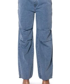 SKATER GIRL DENIM DRAWSTRING PANT -akira shop skater girl denim drawstring pant light blue denim 5 5