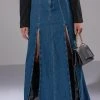 SO SLAYING DOUBLE SLIT DENIM MAXI SKIRT 1 SO SLAYING DOUBLE SLIT DENIM MAXI SKIRT -akira shop so slaying double slit denim maxi skirt medium blue denim 1 1