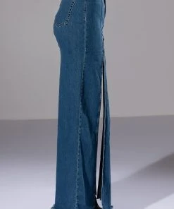 SO SLAYING DOUBLE SLIT DENIM MAXI SKIRT -akira shop so slaying double slit denim maxi skirt medium blue denim 6 6