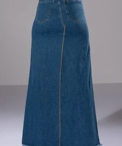 SO SLAYING DOUBLE SLIT DENIM MAXI SKIRT -akira shop so slaying double slit denim maxi skirt medium blue denim 7 7