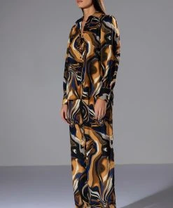 SOLARIS PRINTED PALAZZO PANT -akira shop solaris printed palazzo pant yellow 3 3 c1