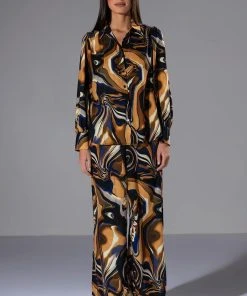 SOLARIS PRINTED PALAZZO PANT -akira shop solaris printed palazzo pant yellow 4 4 c1