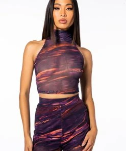 SOMETHING SPECIAL MESH TANK TOP -akira shop something special mesh tank top purple multi 4 4