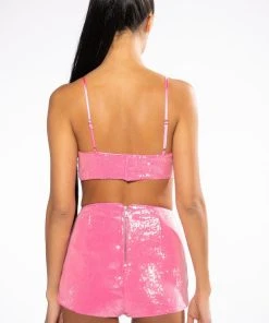 SPARKLE AND SHINE SEQUIN BRALETTE -akira shop sparkle and shine sequin bralette pink 8 8