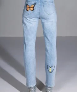 SPECIAL THING PAINTED HIGH RISE STRAIGHT LEG JEAN -akira shop special thing painted high rise straight leg jean light blue denim 6 6